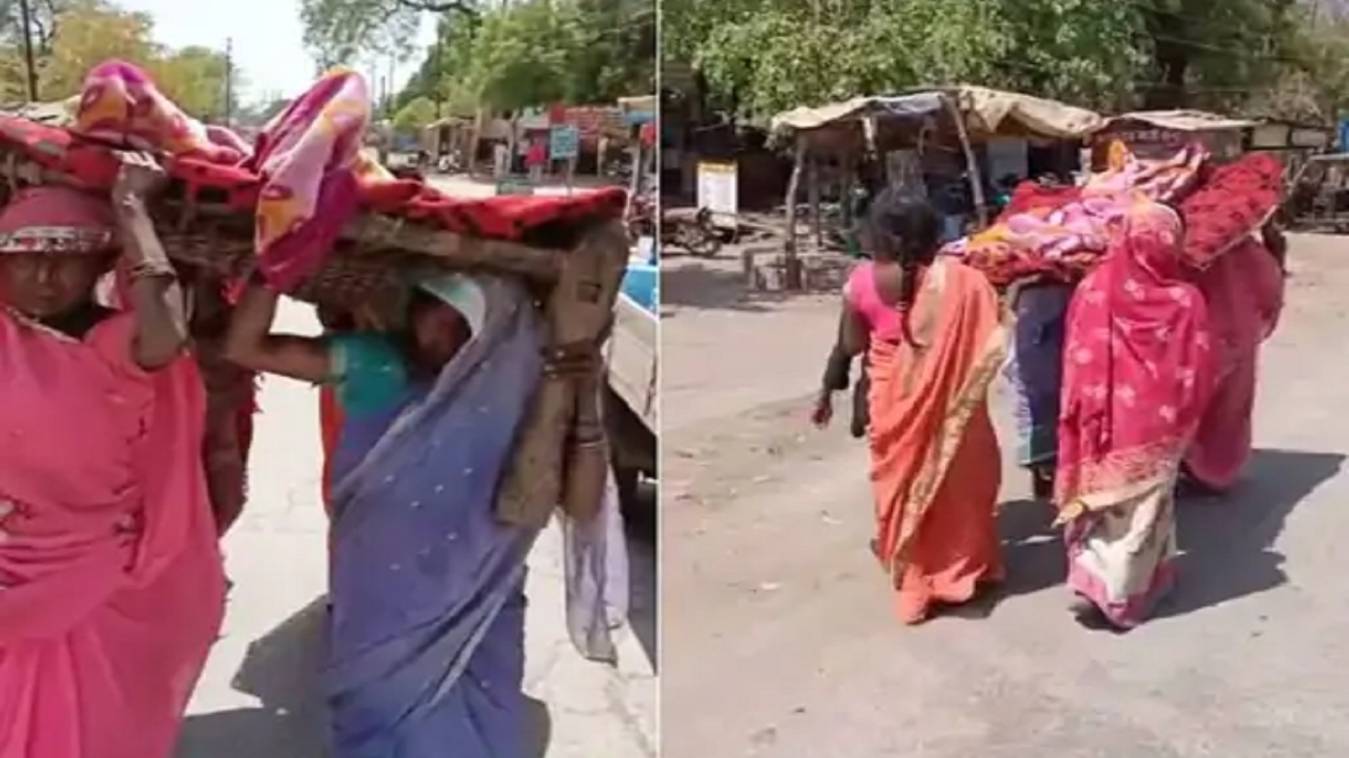  एंबुलेंस न शव वाहन मिलने पर बेटियों ने खाट पर गांव तक लाया मां का शव
