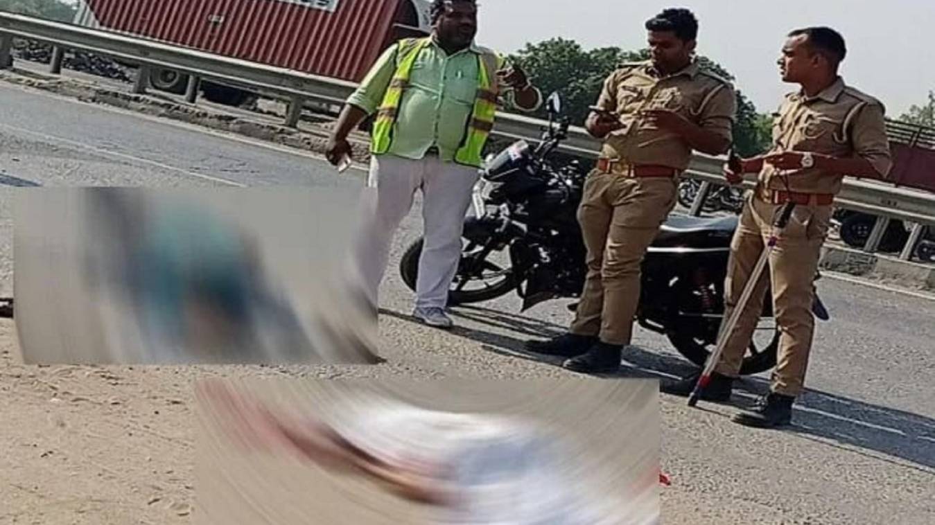 सड़क हादसे में बाइक सवार दंपति की मौत