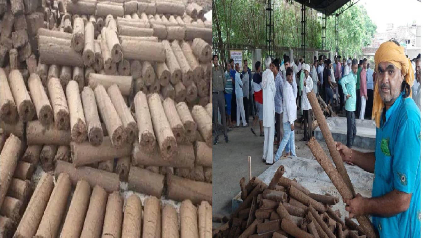 Varanasi: नगर निगम की गोशालाओं में मशीन से बनाई जा रहीं लकड़ियां, अब गोबर की लकड़ी से जलेंगी चिता