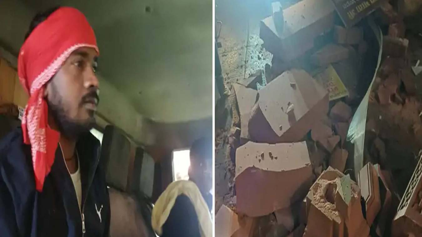 चंद्रघंटा मंदिर का प्रवेश द्वार ट्रक की टक्कर से ध्वस्त, बड़ा हादसा टला