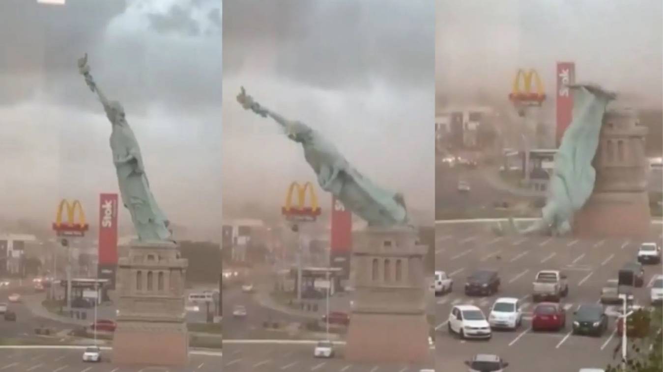 ब्राजील में कुदरत का कहर: तूफान में ढही 40 मीटर ऊंची स्टैच्यू ऑफ लिबर्टी