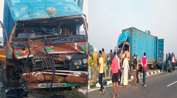 वाराणसी में रांग साइड ट्रक चलाने पर हुआ हादसा, ट्रक और कंटेनर की आमने-सामने टक्कर, चालक की मौत