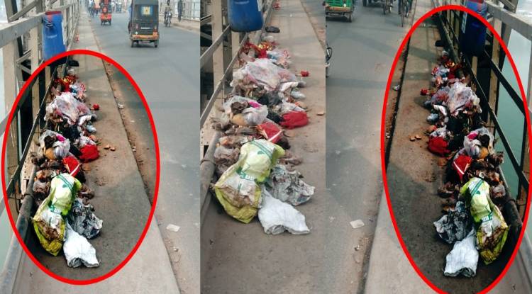 सफाई के नाम पर निभाई जा रही औपचारिकता, राजघाट पुल पर लगा है कूड़ा कचरा का अम्बार
