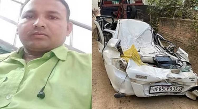 वाराणसी में तेज रफ्तार ट्रक कार पर पलटी, चालक की दबकर दर्दनाक मौत