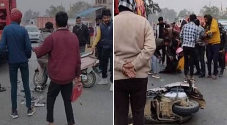ट्रेलर के पहिए में फंसा युवक, चिथड़े देख उड़े होश