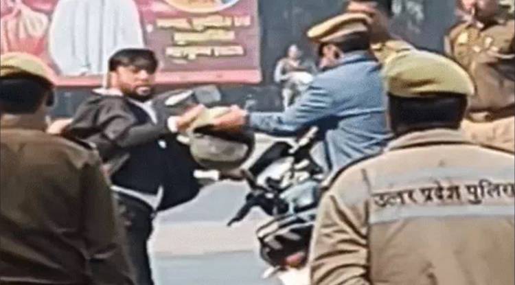प्रयागराज में पुलिस ने वकील को पीटा, दरोगा निलंबित, रास्ता बंद करने पर हुई बहस
