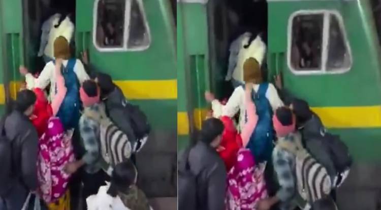प्रयागराज जाने वाली ट्रेन में जगह नहीं मिली तो इंजन में चढ़े यात्री, सोशल मीडिया पर वीडियो वायरल...