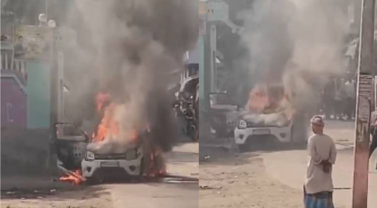 ससुराल पहुंचकर युवक ने अपनी ही कार में लगा दी आग, अपने साथी के मोटरसाइकिल से हुआ फरार 