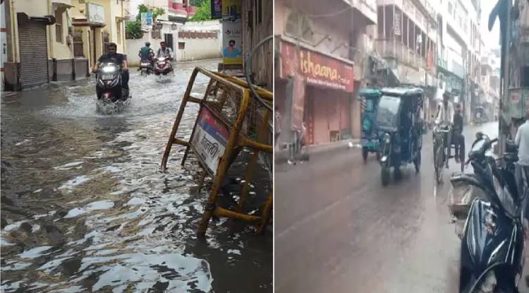 वाराणसी में झमाझम बारिश: कई इलाकों में जलभराव, सड़क पर बह रहा नाले का पानी, गलियों में लगा सिल्ट