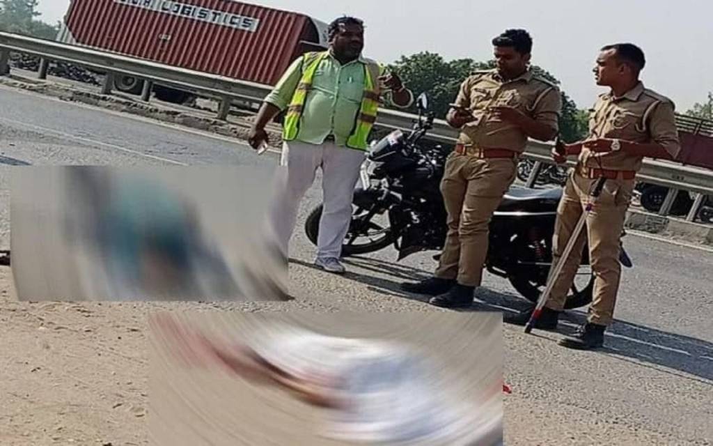 सड़क हादसे में बाइक सवार दंपति की मौत