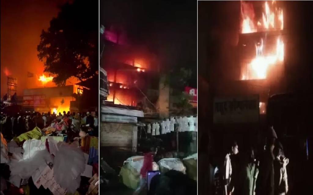 कानपुर के सबसे बड़े कपड़ा मार्केट में लगी आग: सैकड़ों दुकानें जलकर ख़ाक, सेना ने संभाला मोर्चा