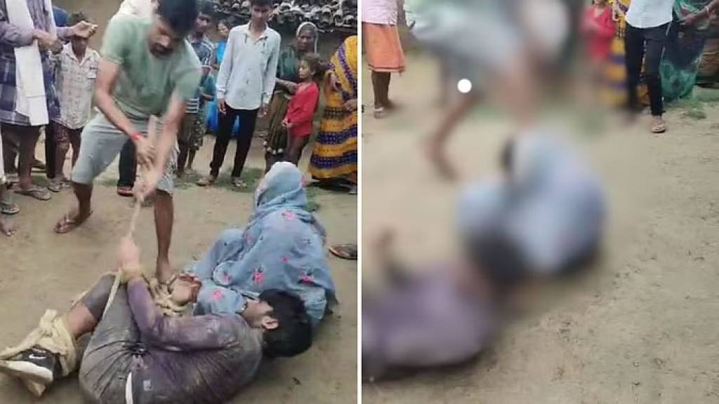 प्रेमी के साथ पकड़ी गई तीन बच्चों की मां: हाथ-पैर बांधकर ग्रामीणों ने की पिटाई