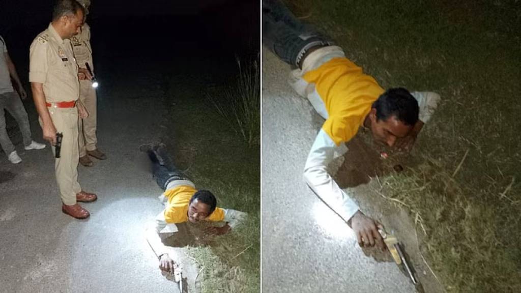 पुलिस मुठभेड़ में बदमाश गिरफ्तार, पत्नी से अवैध संबंध को लेकर साथी को मारी थी गोली