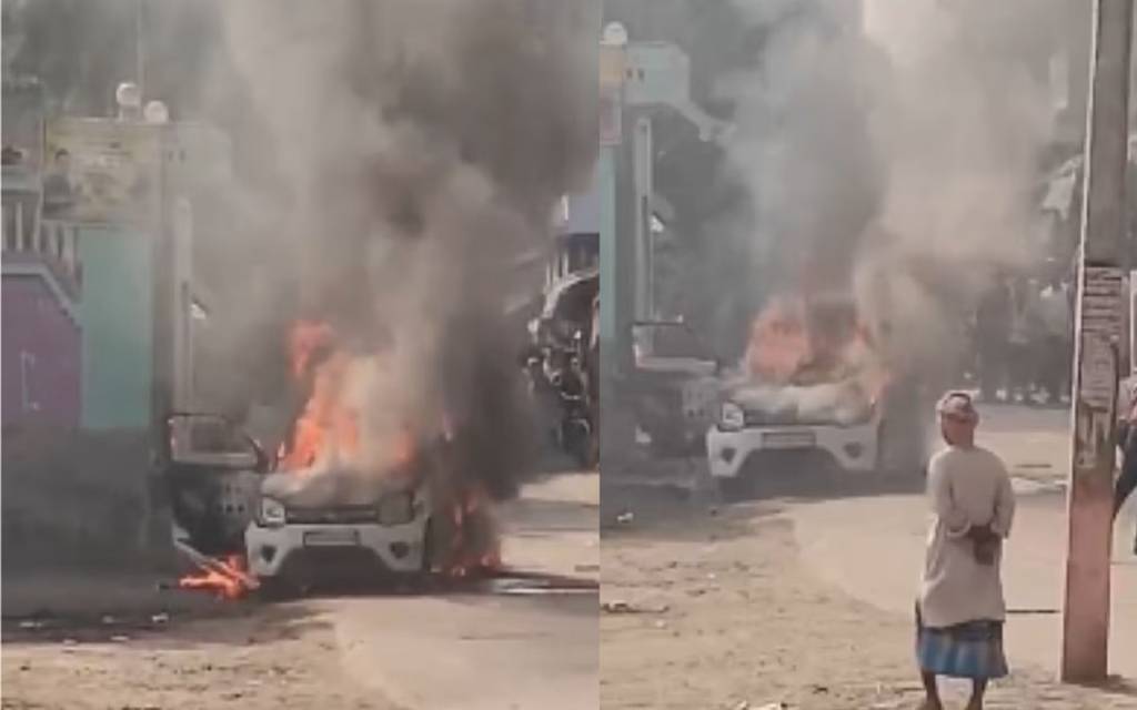 ससुराल पहुंचकर युवक ने अपनी ही कार में लगा दी आग, अपने साथी के मोटरसाइकिल से हुआ फरार