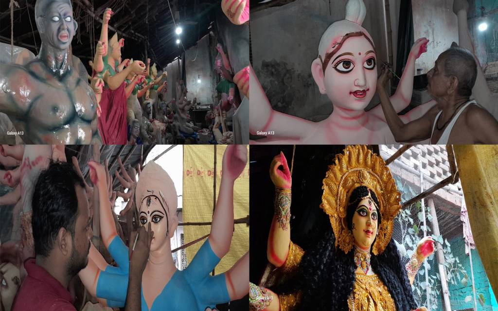 दुर्गा प्रतिमाओं को शिल्पकार दे रहे फाइनल टच