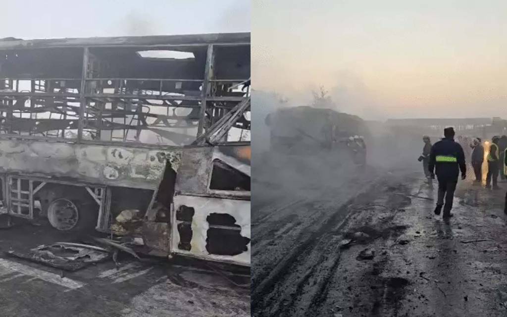 मथुरा एक्सप्रेस-वे हादसा: कोहरे में 8 बसें और 3 कारें टकराईं, 13 जलकर मरे, 70 घायल